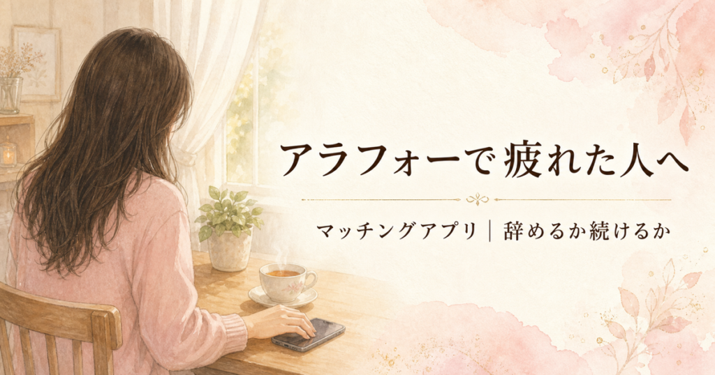 アラフォーでマッチングアプリに疲れた女性のイメージ