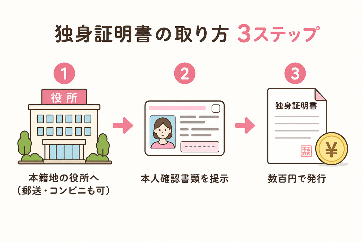 独身証明書の取り方3ステップ