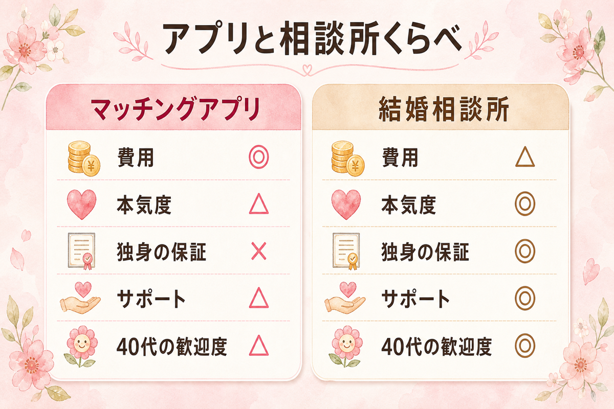 アプリと相談所の比較表インフォグラフィック