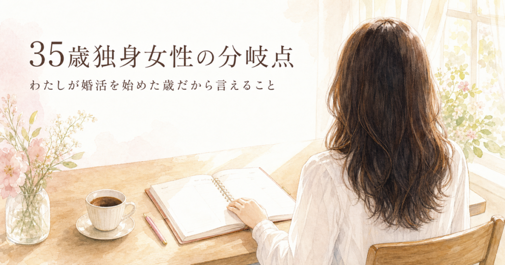 35歳独身女性の分岐点 朝の手帳と女性のイラスト