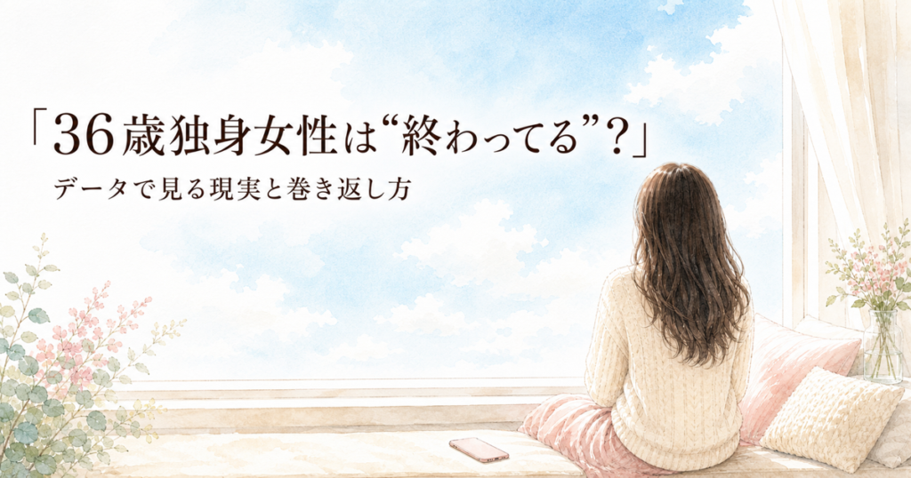 36歳独身女性は終わってる？ スマホを置いて空を見る女性のイラスト