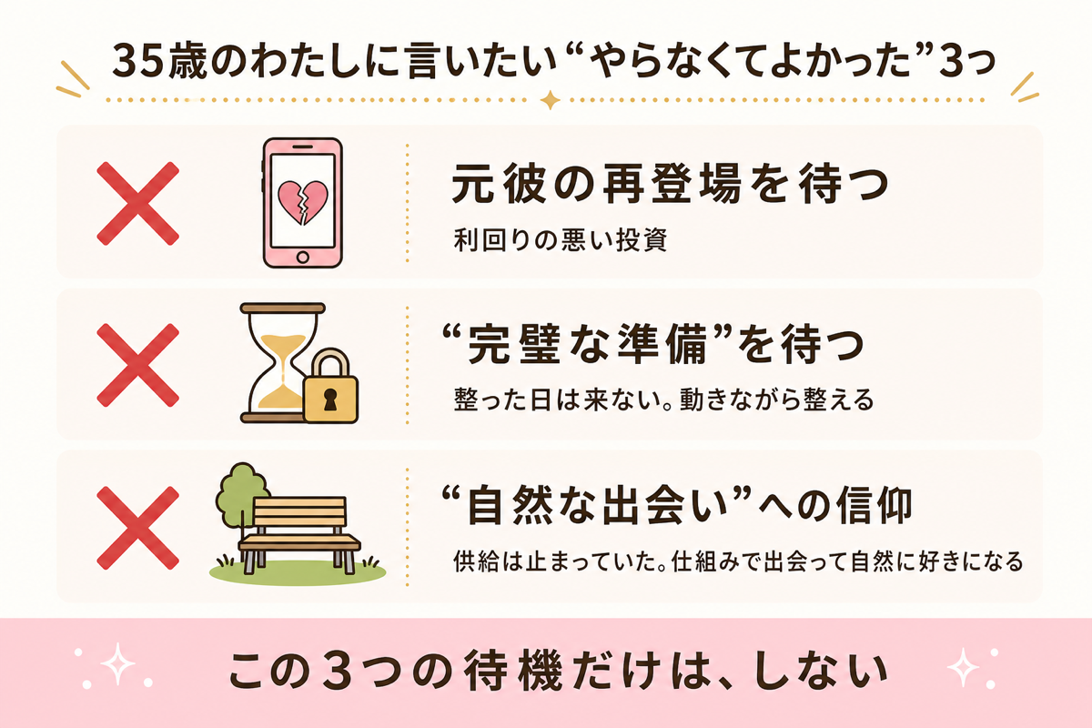 35歳のわたしに言いたいやらなくてよかったこと3つの図解