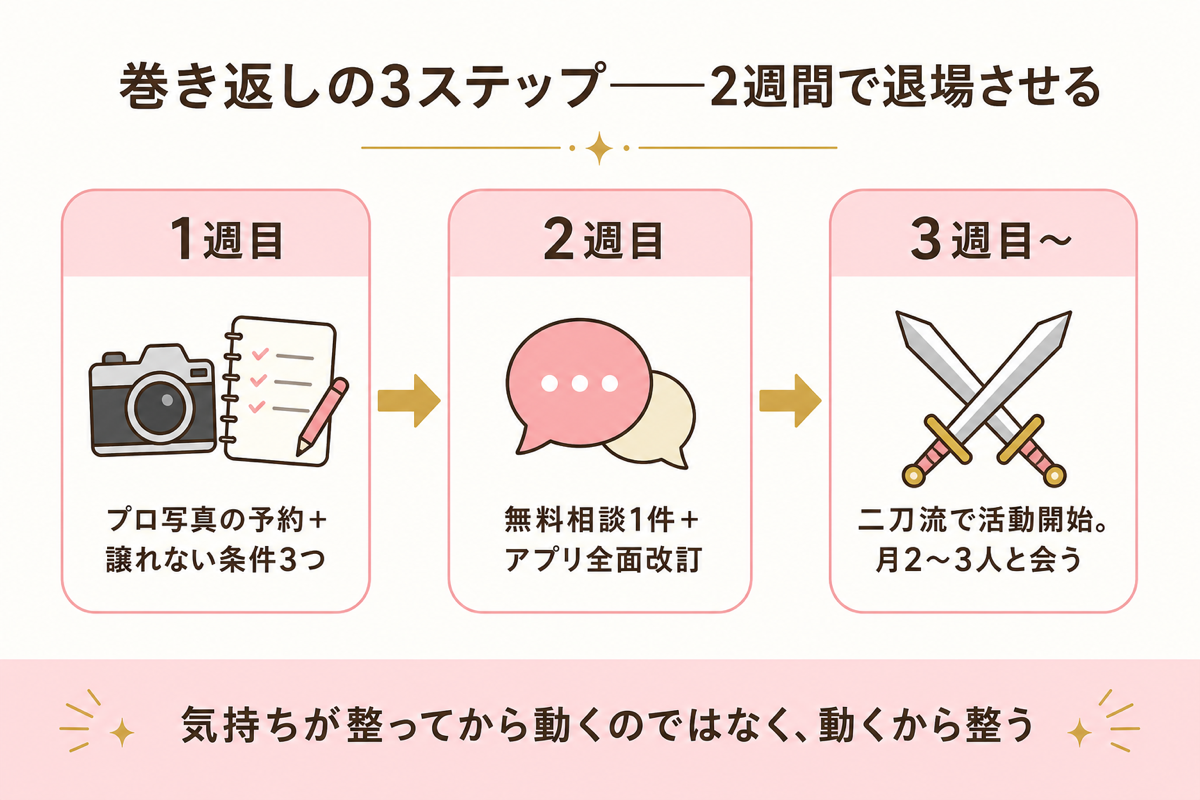 巻き返しの3ステップ 2週間で退場させる図解