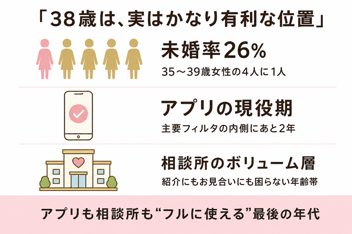 38歳は実はかなり有利な位置 未婚率26%の図解