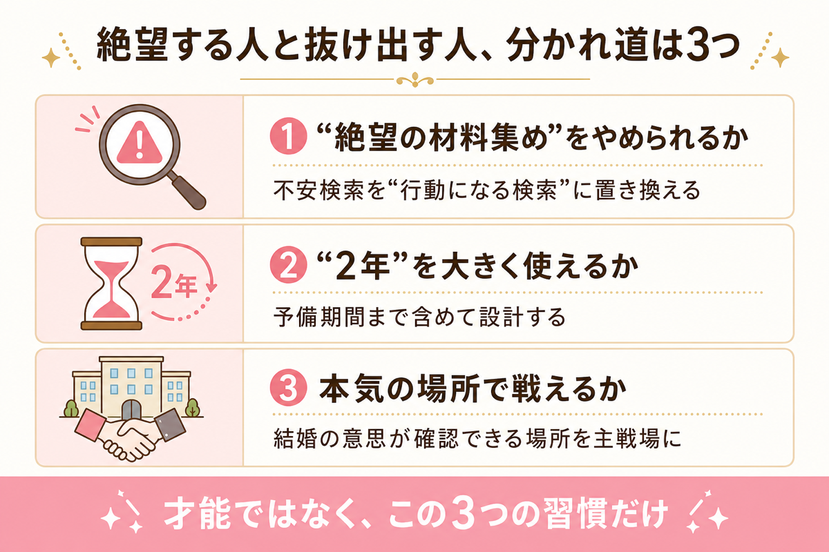 絶望の中身は3つ 時間・比較・自責の図解