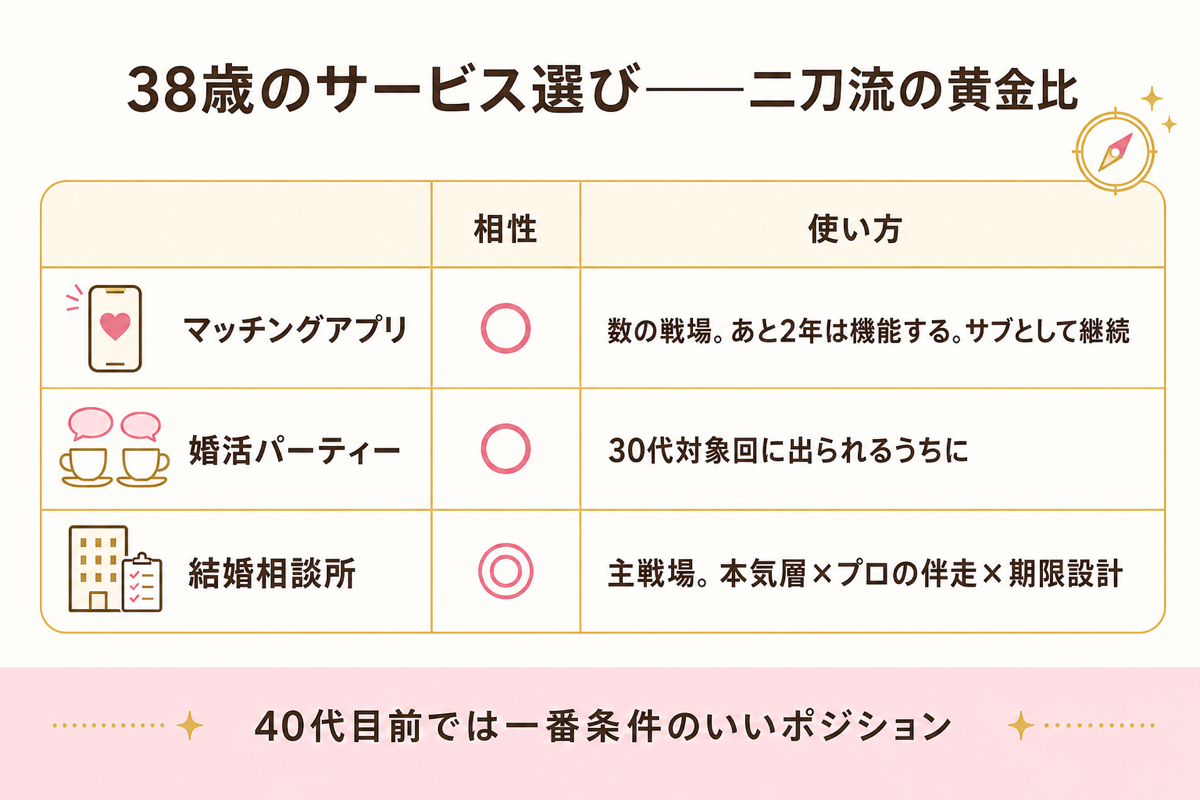 38歳のサービス選び二刀流の黄金比の図解