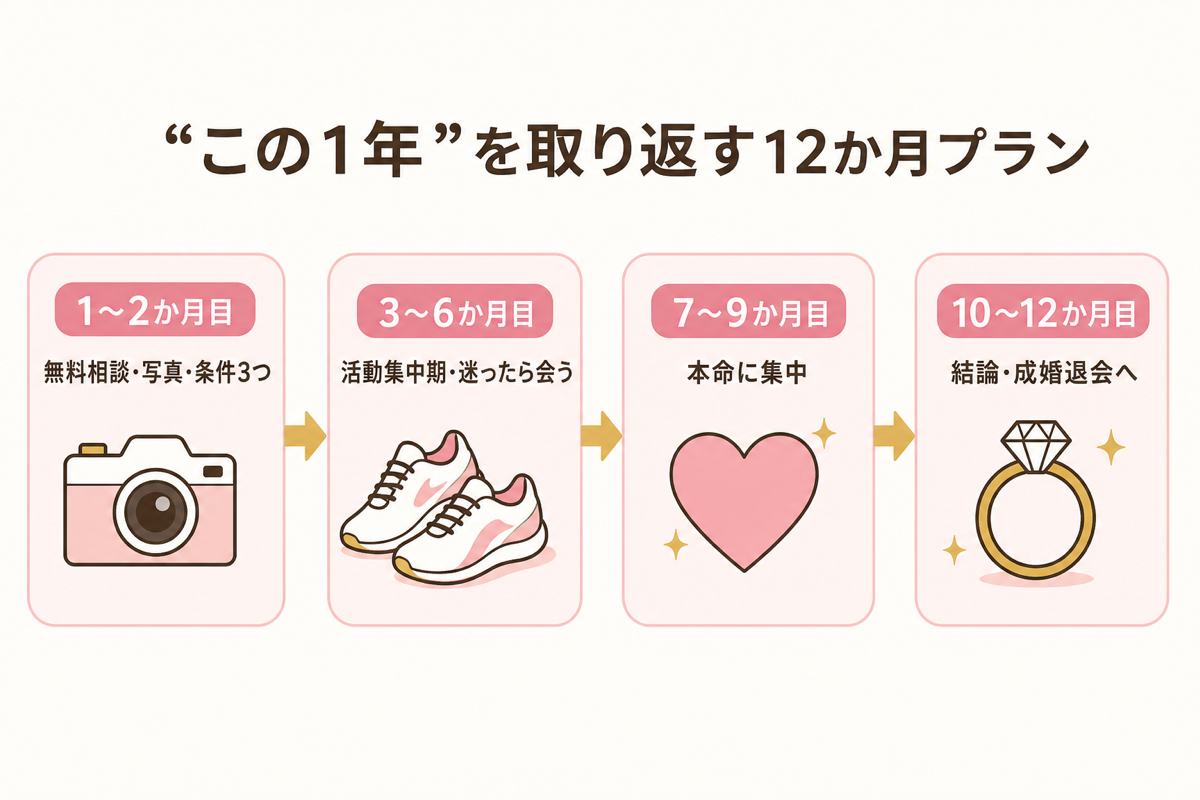 この1年を取り返す12か月プランのタイムライン図解