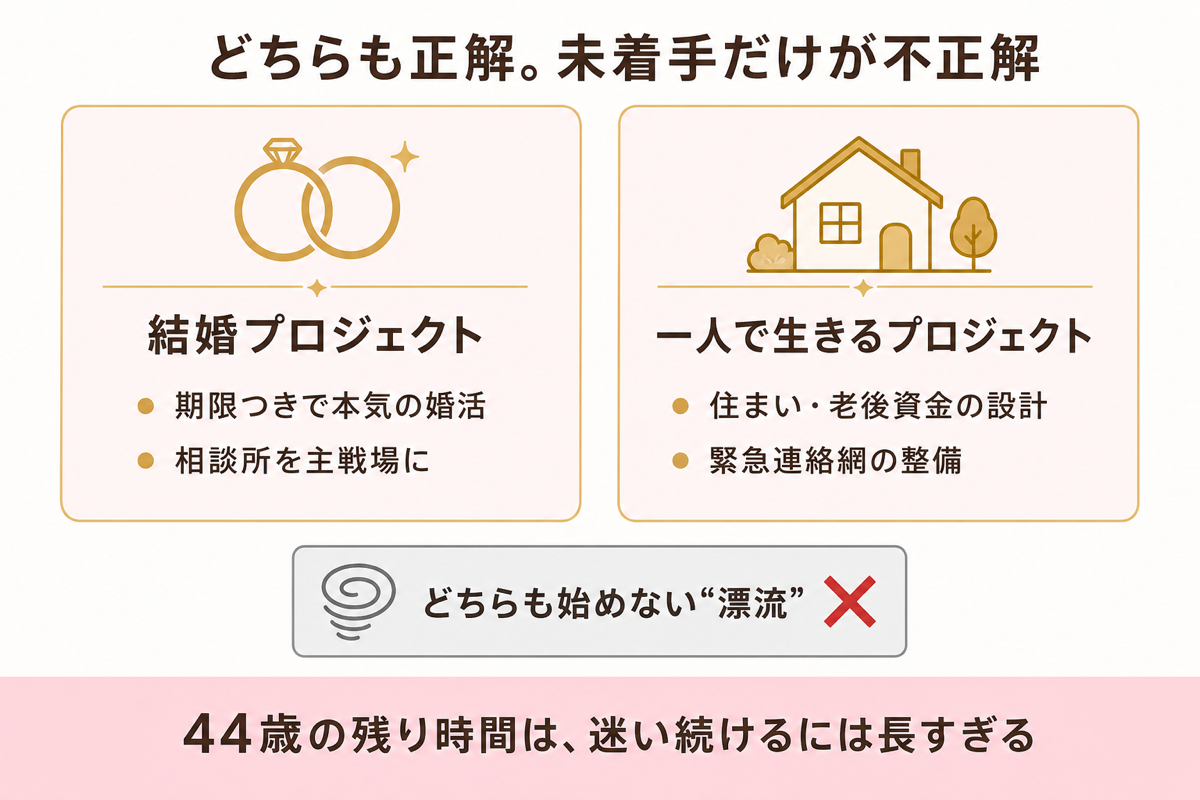 結婚プロジェクトと一人で生きるプロジェクト どちらも正解の図解