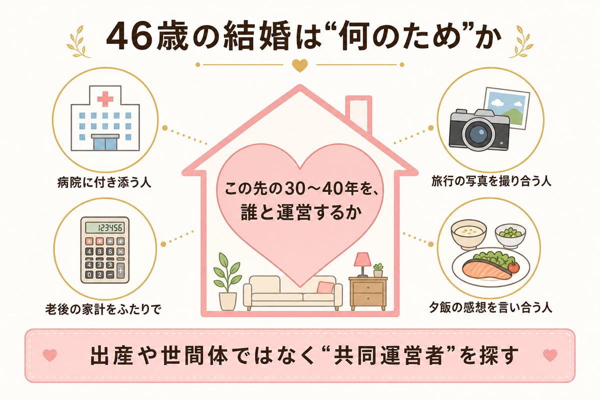 46歳の結婚は何のためか 共同運営者を探す図解