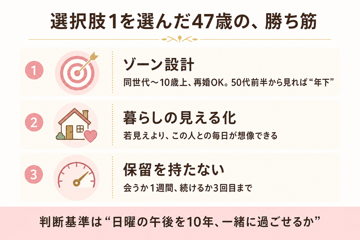 選択肢1を選んだ47歳の勝ち筋3つの図解