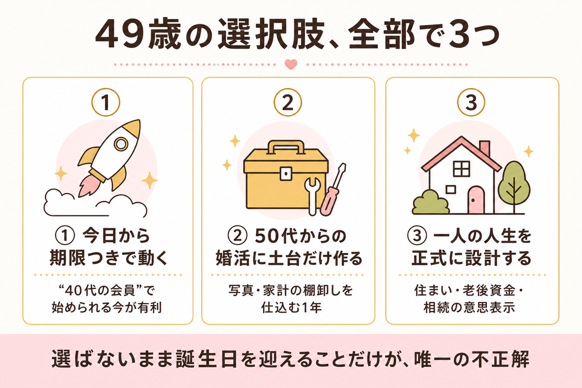 49歳の選択肢全部で3つの図解