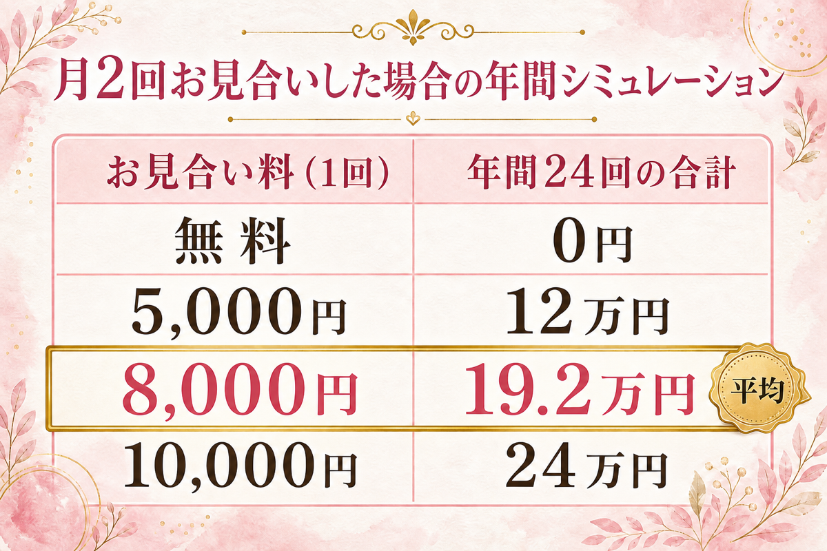 月2回お見合いした場合の年間シミュレーション表の図解
