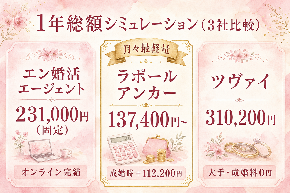 1年総額シミュレーション3社比較の図解