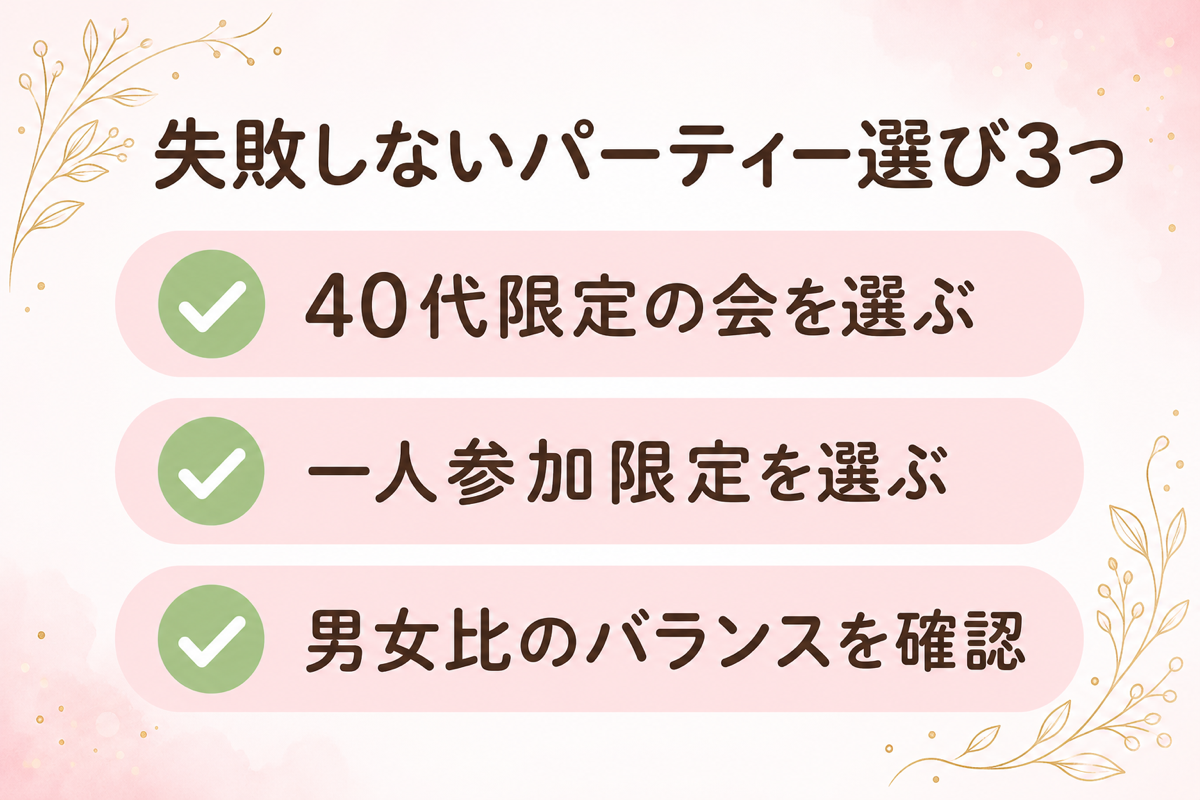 失敗しないパーティー選び3つ