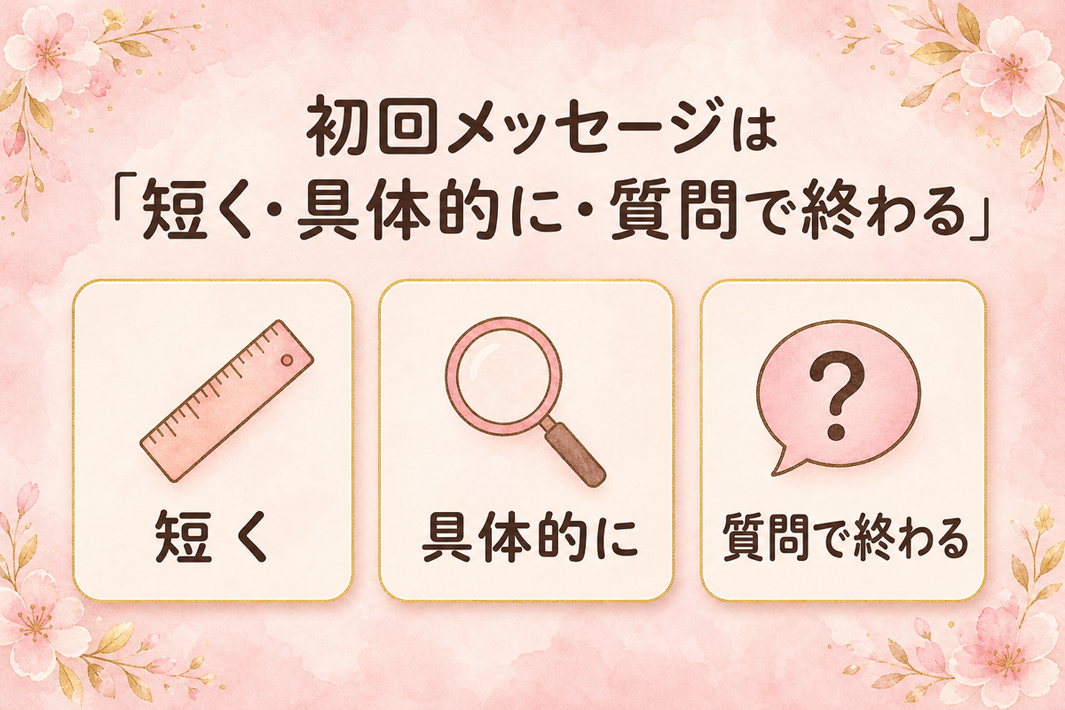 初回メッセージは短く具体的に質問で終わる