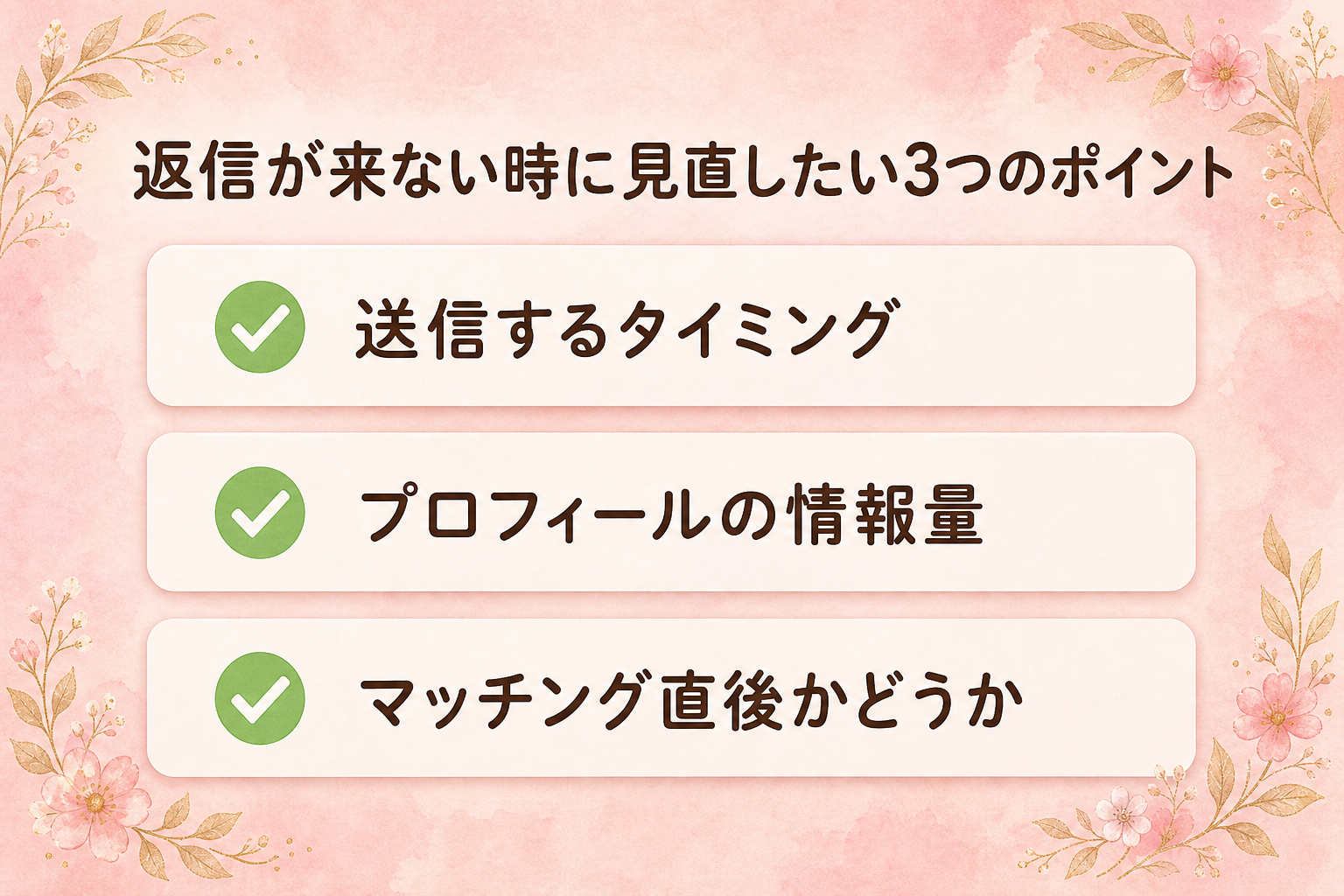 返信が来ない時に見直したい3つのポイント