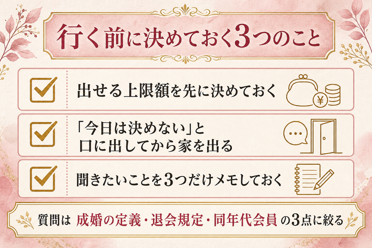 無料相談に行く前に決めておく3つのことチェックリスト