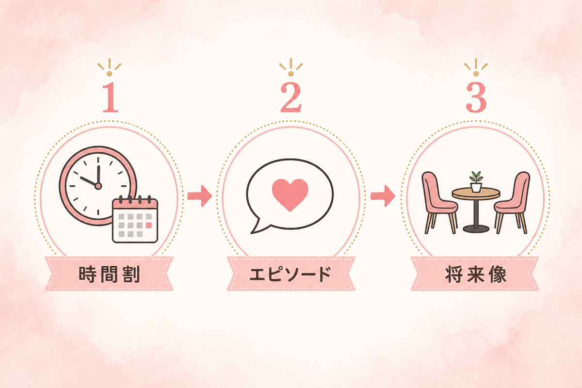 自己PR文を書き直す3ステップ（時間割・エピソード・将来像）