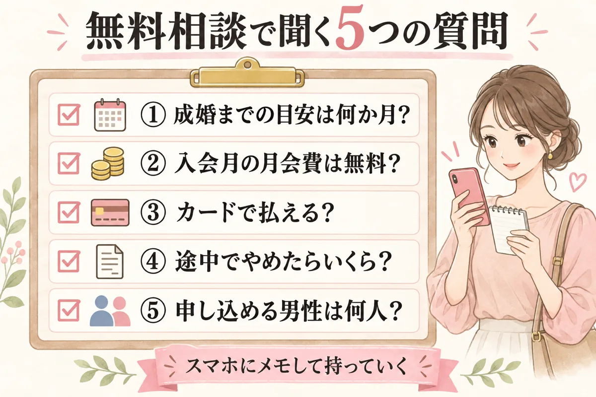 シーネット結婚相談所の無料相談で聞く5つの質問